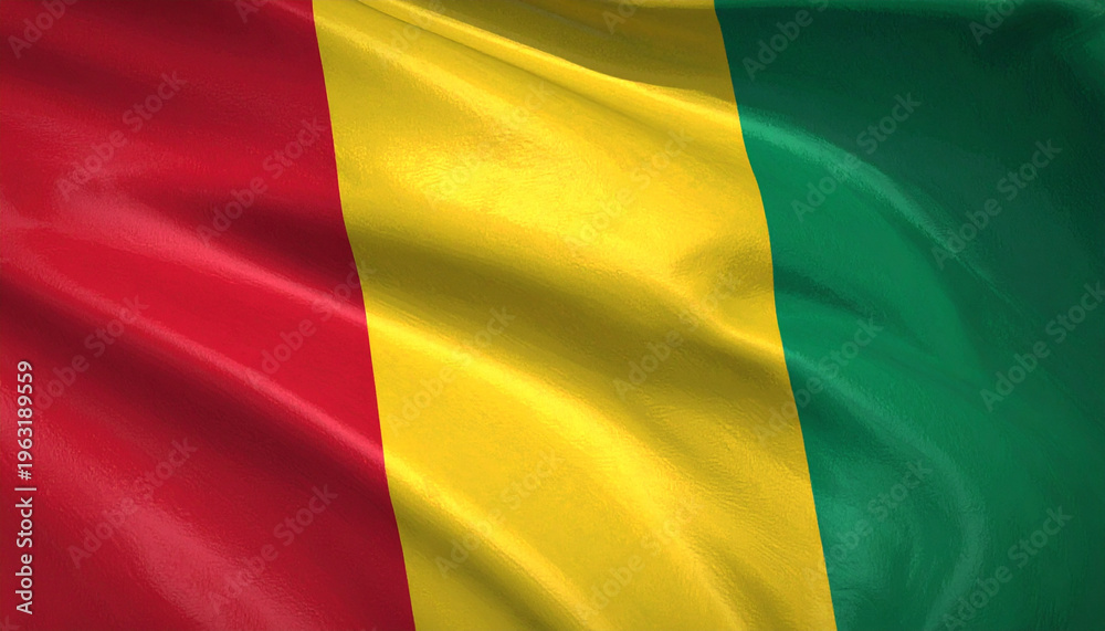 Obraz premium Vibrant Red Yellow Green Tricolor Flag Waving in Wind