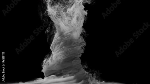Tornado against the light, rising from the ground. A powerful twisting tornado forms an impressive relief. Can be used as a special effect for your projects for movie or design etc.