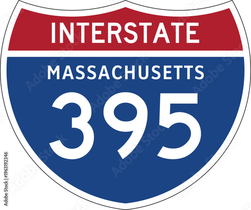 Interstate 395 Massachusetts US Interstate Highway Route Shield Vector Illustration Graphic
