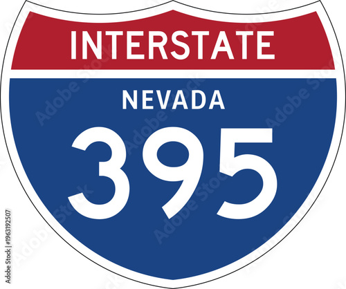 Interstate 395 Nevada US Interstate Highway Route Shield Vector Illustration Graphic
