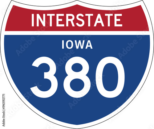 Interstate 380 Iowa US Interstate Highway Route Shield Vector Illustration Graphic
