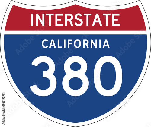 Interstate 380 California US Interstate Highway Route Shield Vector Illustration Graphic

