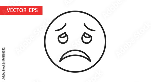 The sorrowful face shows sadness, reflecting a somber mood and conveying emotional distress, as the downturned mouth and teary eyes embody melancholy and signal a feeling of unhappiness