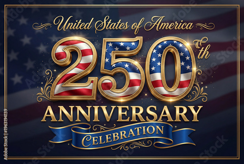 USA 250 Anniversary Luxury Gold Celebration Banner Design