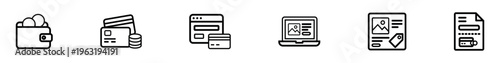 Online payment and financial transaction icons set