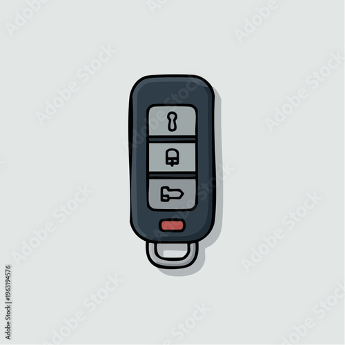 Modern flat illustration of a car key fob remote control