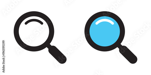 Search Icons with Magnifying Glass for Exploration and Discovery Design
