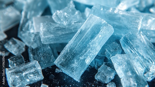 Close-up of textured, light-blue crystals