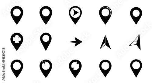 Black map pointer icons on white.
