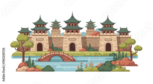 Chinese ancient architecture pagoda building.