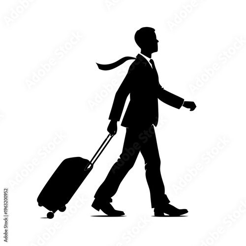 Businessman Walking with Suitcase Silhouette Vector – Professional Travel and Corporate Movement Concept