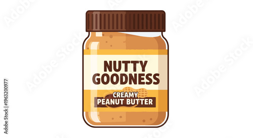 Creamy Peanut Butter Jar on White Background