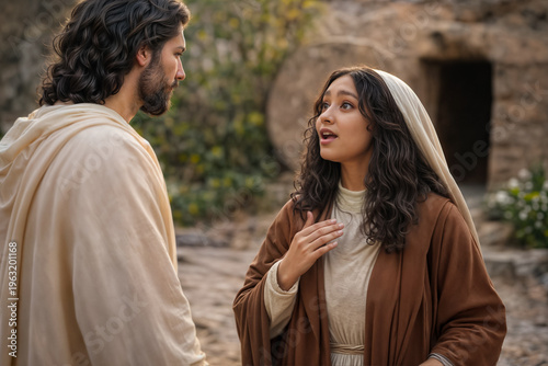 Mary Sees Risen Jesus Christ Easter Morning Resurrection Garden Tomb