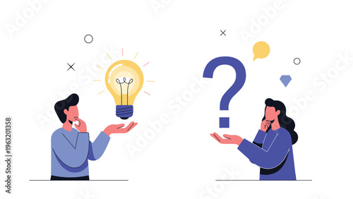 Diverse team brainstorming new ideas and finding answers to complex business questions through creative thinking.