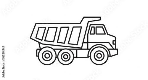 Detailed illustration of a heavy-duty dump truck, perfect for construction and transport.
