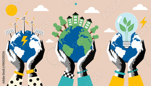 Sustainable Energy and Eco Friendly Future Concept Vector Illustration.eps