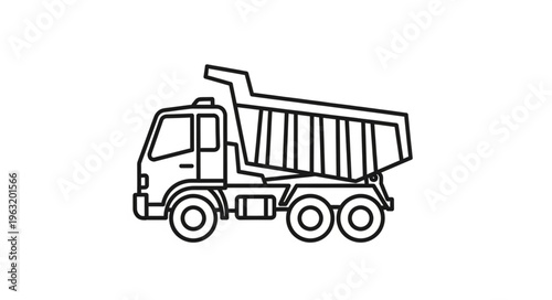 Detailed illustration of a dump truck, showcasing its design and functionality in construction.