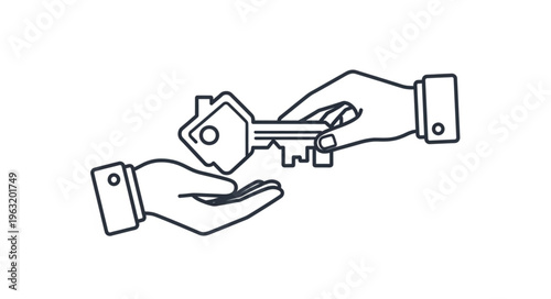 Handing over the key to a new home, a symbol of ownership and property.