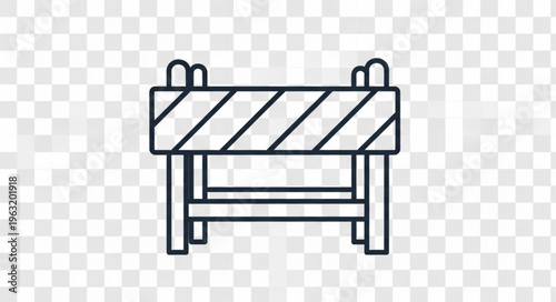 Road barrier icon illustration, safety construction equipment, traffic control, road work ahead.