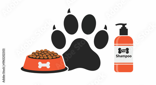 Dog care and nutrition essentials flat design