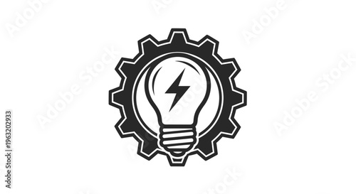 Light Bulb with Gear and Lightning.