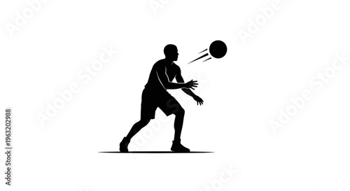 Man Playing Tennis with Racket Silhouette.