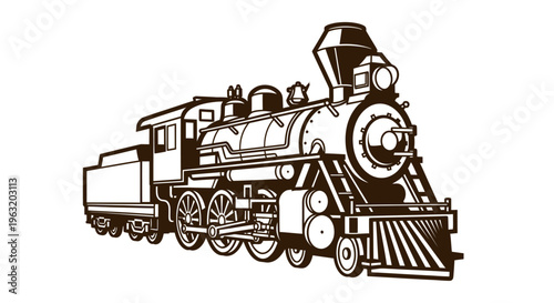 Vintage Steam Locomotive Train Engine Front.