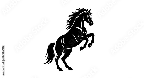 Black Horse Silhouette in Motion Galloping.