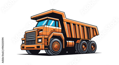 Large orange construction dump truck vehicle.