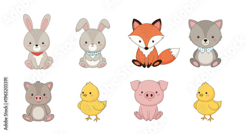 Cute cartoon animals for children toys.