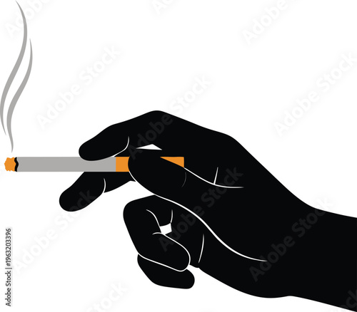 Hand holding a lit cigarette