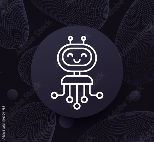 automation icon with a robot, line design