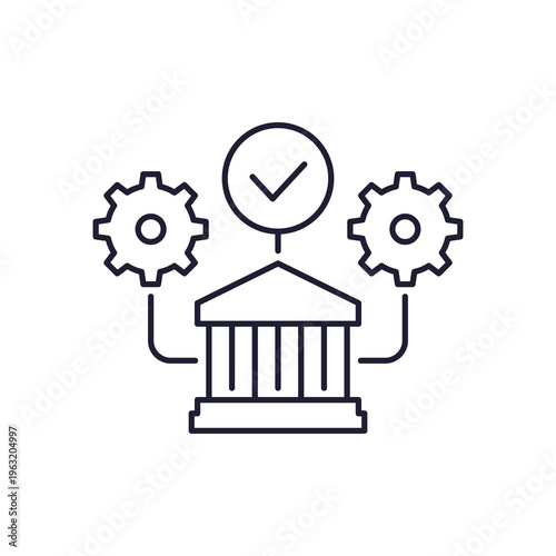 bank operations line icon with gears