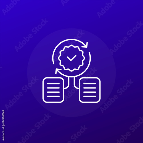 Data verification icon, line vector design