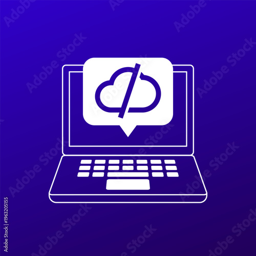 disconnected from server vector icon with cloud and laptop
