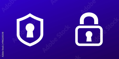 keyhole icons with shield and lock, vector pictograms