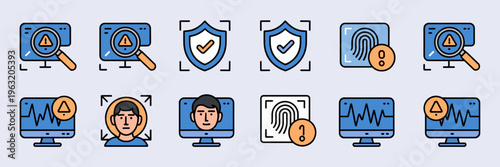 Deepfake detection and digital forensics icons – Perfect for cybersecurity, media verification, and AI security.