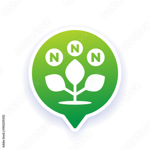 nitrogen fertilizer vector icon with a plant