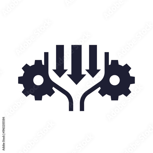 production bottleneck icon with gears and arrows