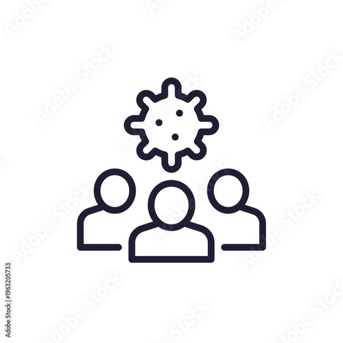 virus line icon with people