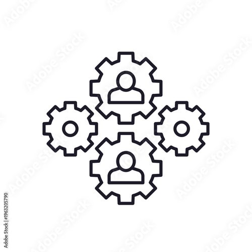 workforce line icon with people and gears