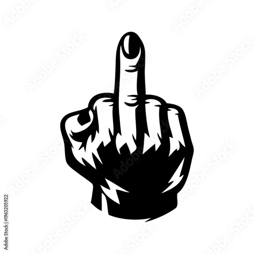 Dibujo con líneas de una mano que muestra un gesto con el dedo medio levantado, simbolizando desafío o protesta de forma enérgica