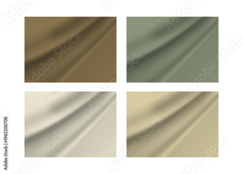Earthy tones of four draped fabric panels in brown, olive green, and beige, with subtle folds and elegant textures for backgrounds, color blocking
