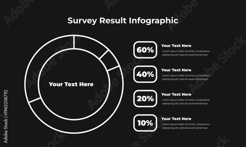 Bild auf Leinwand Survey Result Infographic Template Showing Percentage Data with Donut Chart