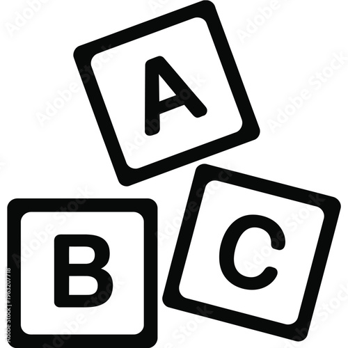 3d cube with letter a and numbers vector illustration