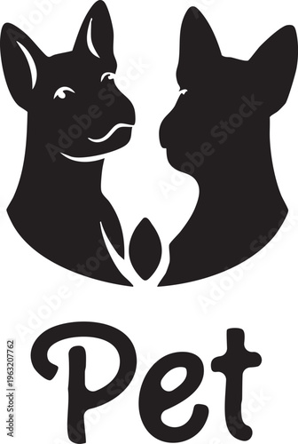 Silhouette Pet Dog Faces Caring Logo
