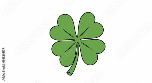 Green four leaf clover symbol isolated on white background luck charm
