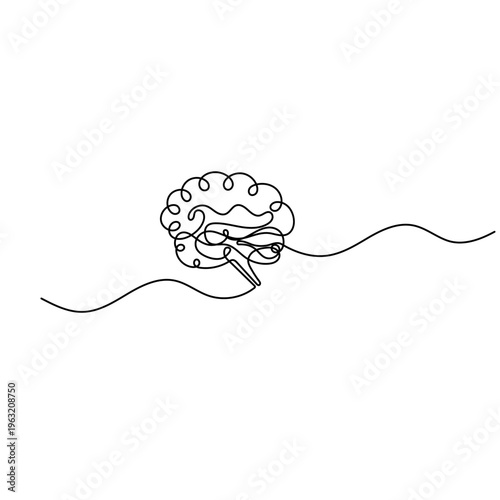 Modern line art illustration of a human brain showing intelligence and logic
