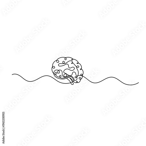 Modern line art illustration of a human brain showing intelligence and logic
