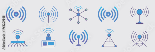 Terahertz wave and 6G signal vector icons – Great for high-speed internet branding, tech infrastructure, or science media.